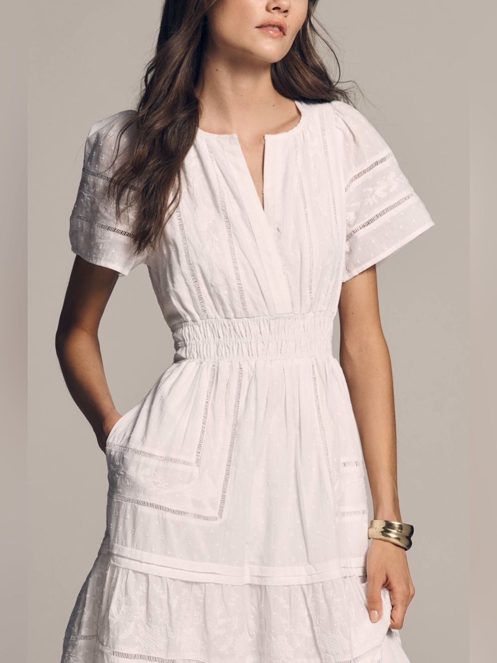 Anthropologie Somerset Maxi Dress White Tiered Cotton - Picture 3 of 7